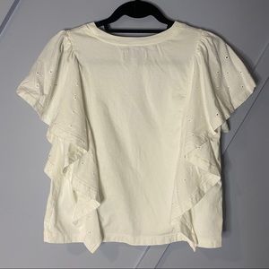 Madewell ruffle sleeve shirt white islet flirty